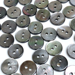 Bulk Deal Re-Stocked, Graphite Silvery Charcoal 3/8" Tiny Shiny Iridescent Shell, 10mm Pack of 100 Buttons  # LP-48