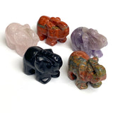 Set of Five Stone Elephants, Various Colors Gemstone 1.5" Figurines #LP-87