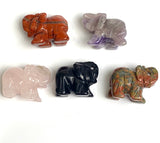 Set of Five Stone Elephants, Various Colors Gemstone 1.5" Figurines #LP-87