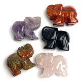 Set of Five Stone Elephants, Various Colors Gemstone 1.5" Figurines #LP-87
