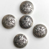 Vintage Sterling Silver Southwest Button Cover, 3/4", Running Water # MV 27