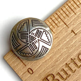 Vintage Sterling Silver Southwest Button Cover, 3/4", Running Water # MV 27