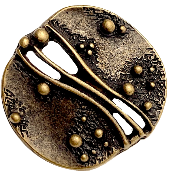 LAST ONES Artform Antique Brass Roundish Button, 23mm  15/16"  #SK-888