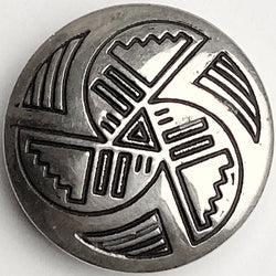 Vintage Sterling Silver Southwest Button Cover, 3/4", Running Water # MV 27
