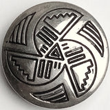 Vintage Sterling Silver Southwest Button Cover, 3/4", Running Water # MV 27