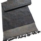 Remnant, 1-1/8 Yard Piece, Charcoal/Black Mystery Symbols Ikat Vintage Kimono Silk from Japan #772