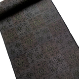 Remnant, 1-1/8 Yard Piece, Charcoal/Black Mystery Symbols Ikat Vintage Kimono Silk from Japan #772