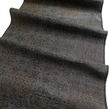 Remnant, 1-1/8 Yard Piece, Charcoal/Black Mystery Symbols Ikat Vintage Kimono Silk from Japan #772