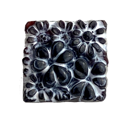 Black/Gray Vintage Square Floral  7/16" Glass Button from Susan Clarke  #SC-13A