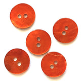 1/2" Bright Rustic Orange Pearl Shell 2-hole 13mm, Per Button, #D-117