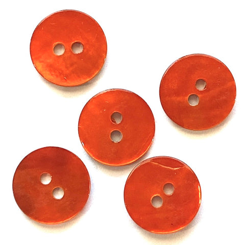 1/2" Bright Rustic Orange Pearl Shell 2-hole 13mm, Per Button, #D-117
