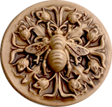 Bee and Flowers Art Stone Button by Susan Clarke 2" #SC-2015