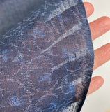 7/8 Yd. Remnant, Hemp Gauze from Japan: Indigo Bluebirds in Bubbly Arabesques,  #127 -7/8