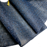 7/8 Yd. Remnant, Hemp Gauze from Japan: Indigo Bluebirds in Bubbly Arabesques,  #127 -7/8