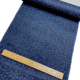 7/8 Yd. Remnant, Hemp Gauze from Japan: Indigo Bluebirds in Bubbly Arabesques,  #127 -7/8