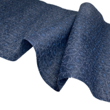 7/8 Yd. Remnant, Hemp Gauze from Japan: Indigo Bluebirds in Bubbly Arabesques,  #127 -7/8