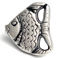 Bulk Deal, 60 Buttons, Tiny Angel Fish 3/8" Silver, Shank Back, Metal Angelfish 10mm #FJ-21-60