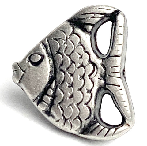 Bulk Deal, 60 Buttons, Tiny Angel Fish 3/8" Silver, Shank Back, Metal Angelfish 10mm #FJ-21-60