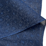7/8 Yd. Remnant, Hemp Gauze from Japan: Indigo Bluebirds in Bubbly Arabesques,  #127 -7/8