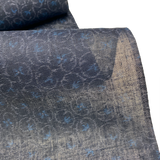 7/8 Yd. Remnant, Hemp Gauze from Japan: Indigo Bluebirds in Bubbly Arabesques,  #127 -7/8