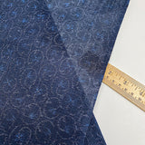 7/8 Yd. Remnant, Hemp Gauze from Japan: Indigo Bluebirds in Bubbly Arabesques,  #127 -7/8