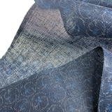 7/8 Yd. Remnant, Hemp Gauze from Japan: Indigo Bluebirds in Bubbly Arabesques,  #127 -7/8
