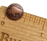 Bulk Deal, 30 Buffalo Nickel Replica Buttons, Tiny 7/16" Dark Copper, Metal Shank Back.   # FJ-19-30