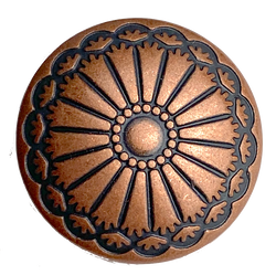 Restocked, Copper Southwest Sunflower Button 3/4" /19mm Metal, Shank Back #SWC-19