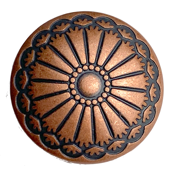 Restocked, Copper Southwest Sunflower Button 3/4" /19mm Metal, Shank Back #SWC-19