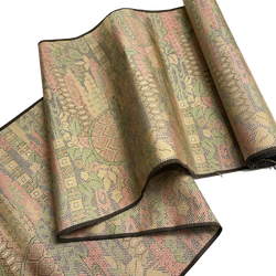 Pastel Tones / Brown Handwoven Tsumugi Smooth Oshima Vintage Kimono Silk From Japan By the Yard #128