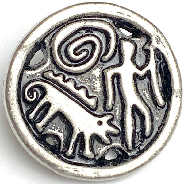 Mystical Walkabout With Dog, 7/8" Metal Button, Shank Back, 22mm  #FJ-10