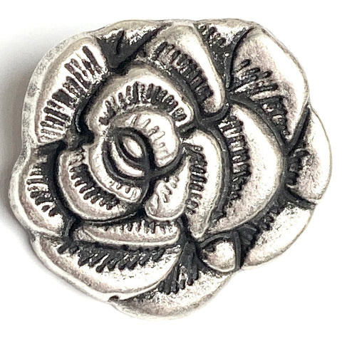 Bulk Deal, 42 Buttons, Nambe' Rose Silver 11/16" Shank Back Metal  #FJ-36-42