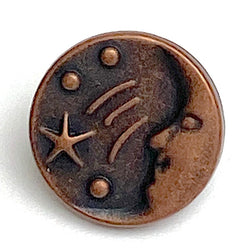 Re-Stocked, Tiny Moon + Shooting Star, Copper / Black  1/2" Shank Button #SWC-58