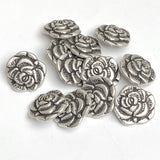 Bulk Deal, 42 Buttons, Nambe' Rose Silver 11/16" Shank Back Metal  #FJ-36-42