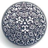 1" Garden Dance, Lace-Look Silver Metal, Shank Back Button 25mm,  #SWC-141