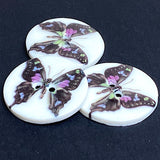 Running Low, Purple / Black Butterfly 2-Hole Button 15/16" Handmade Porcelain from Europe