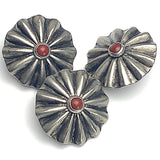 Red Bead Daisy 1" Scallop-Edge Shank Back Button USA-Made # SW-253