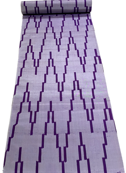 DEEPER SALE- MEISEN, Quite Old Purple Ikat Zig-zags Rustic Vintage Kimono Silk from Japan By the Yard  #755