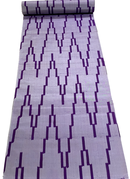 DEEPER SALE- MEISEN, Quite Old Purple Ikat Zig-zags Rustic Vintage Kimono Silk from Japan By the Yard  #755