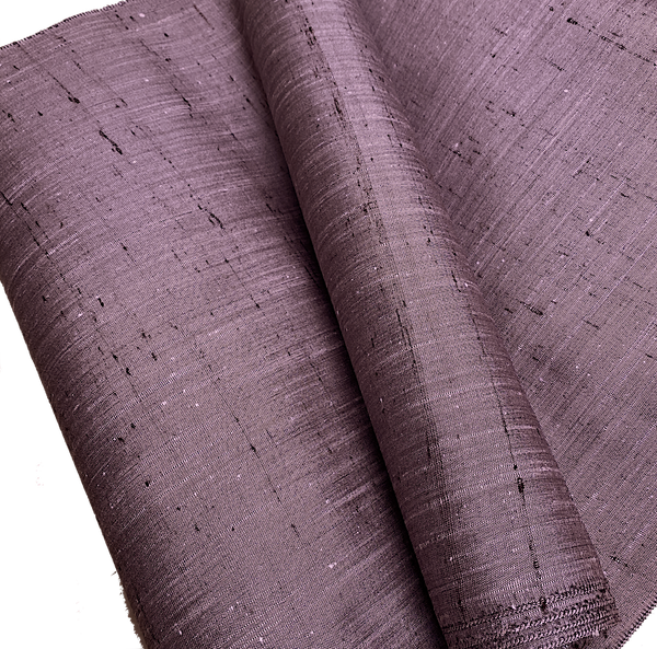 Remnant, Amethyst 'Shooting Stars',Textural Slubby Dusty Purple Vintage Kimono Silk from Japan, 1 Yard Piece   #129
