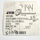 New Markdown, Vintage JHB Autumn Festival 7/8" Hand-Painted Metal 23mm Shank Back Button, Italy, # FJ-87
