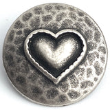 SALE, Heartfelt 7/8" Silver Shank Back Metal Button 23mm #FJ-23