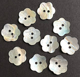 DEEP SALE, Flower-Shaped Moonrise Mother of Pearl Shell 5/8", Pack of TEN Buttons. 15mm   #LP-21