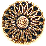 Better Bulk Deal: 57 Buttons, High-Sheen Gold Aster Flower 5/8" Metal Button, 15mm Shank Back  #FJ-117