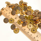 Better Bulk Deal: 57 Buttons, High-Sheen Gold Aster Flower 5/8" Metal Button, 15mm Shank Back  #FJ-117