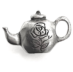 Danforth Pewter Tea Pot with Rose Button, USA Teapot  # FJ-129