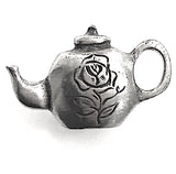 Danforth Pewter Tea Pot with Rose Button, USA Teapot  # FJ-129