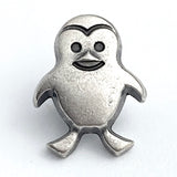 Penguin Button, 1/2" Silver Shank Back Metal, Tiny 12mm #FJ-26
