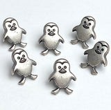 Penguin Button, 1/2" Silver Shank Back Metal, Tiny 12mm #FJ-26