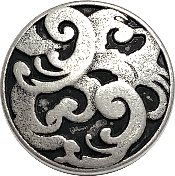 New Markdown, Vintage Silver Swirls 11/16" "Allure" Button from JHB/Czech Republic #FJ-141